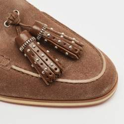 Pre Owned Christian Louboutin Brown Suede Roc X Tass Mules Size 42