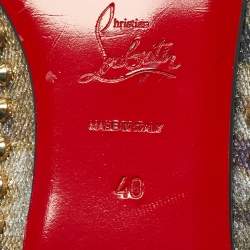 Pre Owned Christian Louboutin Gold Glitter Dandelion Spikes Smoking Slippers Size 40