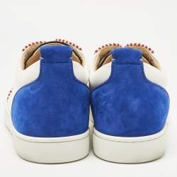 مملوكة مسبقًا Christian Louboutin Multicolor Suede and Canvas Louis Junior Spikes Orlato Sneakers Size 44