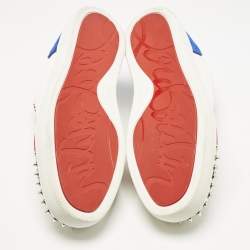 مملوكة مسبقًا Christian Louboutin Multicolor Suede and Canvas Louis Junior Spikes Orlato Sneakers Size 44