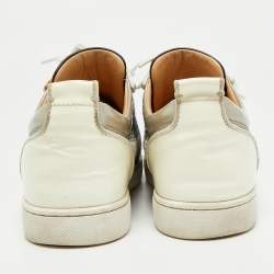 Pre Owned Christian Louboutin Multicolor Leather and Patent Louis Junior Spikes Lace Up Sneakers Size 43