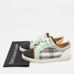 Pre Owned Christian Louboutin Multicolor Leather and Patent Louis Junior Spikes Lace Up Sneakers Size 43