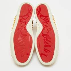 Pre Owned Christian Louboutin Yellow Leather Louis Spikes Lace Up Sneakers Size 40.5