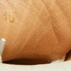 Pre Owned Christian Louboutin White/Gold Leather and Croc Embossed Leather Vieirissima Sneakers Size 40