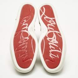 Pre Owned Christian Louboutin Transparent/White Loubi Kraft PVC and Leather Louis Sneakers Size 45