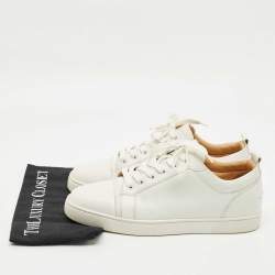 Pre Owned حذاء رياضي كريستيان لوبوتان لويس من الجلد الأبيض مق�اس 45