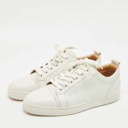 Pre Owned حذاء رياضي كريستيان لوبوتان لويس من الجلد الأبيض مقاس 45