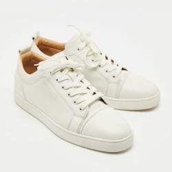 Pre Owned حذاء رياضي كريستيان لوبوتان لويس من الجلد الأبيض مقاس 45