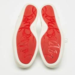 Pre Owned حذاء رياضي كريستيان لوبوتان لويس من الجلد الأبيض مقاس 45