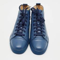 Pre Owned Christian Louboutin Blue Leather Louis High Top Sneakers Size 41.5