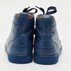 Pre Owned Christian Louboutin Blue Leather Louis High Top Sneakers Size 41.5