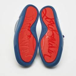 Pre Owned Christian Louboutin Blue Leather Louis High Top Sneakers Size 41.5