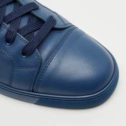 Pre Owned Christian Louboutin Blue Leather Louis High Top Sneakers Size 41.5