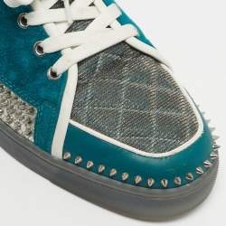 Pre Owned Christian Louboutin Multicolor Leather and Python Embossed Lou Pik Pik Orlato Sneakers Size 43