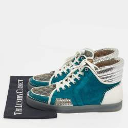Pre Owned Christian Louboutin Multicolor Leather and Python Embossed Lou Pik Pik Orlato Sneakers Size 43