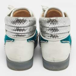 Pre Owned Christian Louboutin Multicolor Leather and Python Embossed Lou Pik Pik Orlato Sneakers Size 43