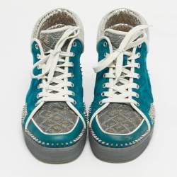 Pre Owned Christian Louboutin Multicolor Leather and Python Embossed Lou Pik Pik Orlato Sneakers Size 43