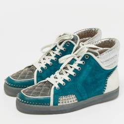 Pre Owned Christian Louboutin Multicolor Leather and Python Embossed Lou Pik Pik Orlato Sneakers Size 43