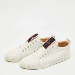 Pre Owned Christian Louboutin White Leather F.A.V Fique A Vontade Slip On Sneakers Size 43