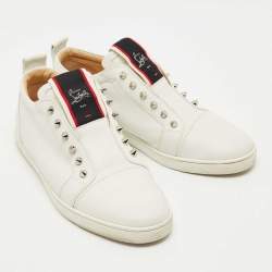 Pre Owned Christian Louboutin White Leather F.A.V Fique A Vontade Slip On Sneakers Size 43
