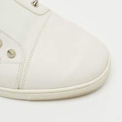 Pre Owned Christian Louboutin White Leather F.A.V Fique A Vontade Slip On Sneakers Size 43