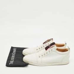Pre Owned Christian Louboutin White Leather F.A.V Fique A Vontade Slip On Sneakers Size 43