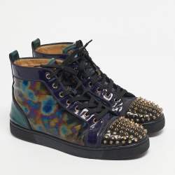 Pre Owned Christian Louboutin Iridescent Patent Leather Louis Junior High Top Sneakers Size 43              