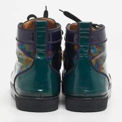 Pre Owned Christian Louboutin Iridescent Patent Leather Louis Junior High Top Sneakers Size 43              