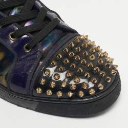 Pre Owned Christian Louboutin Iridescent Patent Leather Louis Junior High Top Sneakers Size 43              