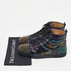 Pre Owned Christian Louboutin Iridescent Patent Leather Louis Junior High Top Sneakers Size 43              
