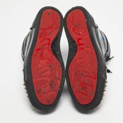 Pre Owned Christian Louboutin Iridescent Patent Leather Louis Junior High Top Sneakers Size 43              