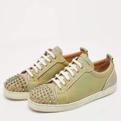 Pre Owned Christian Louboutin Iridescent PVC Louis Junior Spikes Low Top Sneakers Size 44