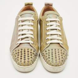 Pre Owned Christian Louboutin Iridescent PVC Louis Junior Spikes Low Top Sneakers Size 44