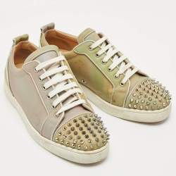 Pre Owned Christian Louboutin Iridescent PVC Louis Junior Spikes Low Top Sneakers Size 44