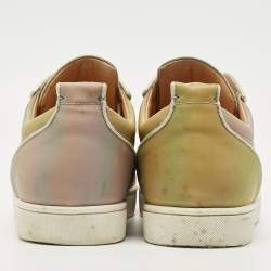 Pre Owned Christian Louboutin Iridescent PVC Louis Junior Spikes Low Top Sneakers Size 44