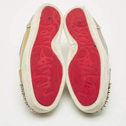 Pre Owned Christian Louboutin Iridescent PVC Louis Junior Spikes Low Top Sneakers Size 44