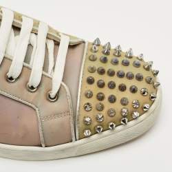 Pre Owned Christian Louboutin Iridescent PVC Louis Junior Spikes Low Top Sneakers Size 44