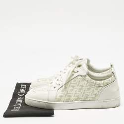 Pre Owned Christian Louboutin White Leather Louis Junior Lace Up Sneakers Size 42.5