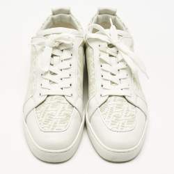 Pre Owned Christian Louboutin White Leather Louis Junior Lace Up Sneakers Size 42.5