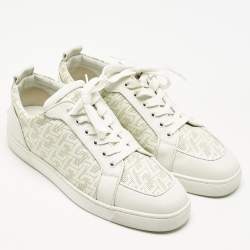 Pre Owned Christian Louboutin White Leather Louis Junior Lace Up Sneakers Size 42.5