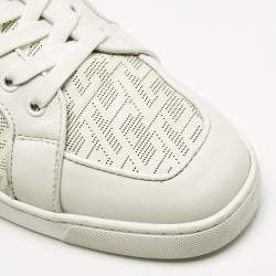 Pre Owned Christian Louboutin White Leather Louis Junior Lace Up Sneakers Size 42.5