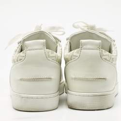 Pre Owned Christian Louboutin White Leather Louis Junior Lace Up Sneakers Size 42.5