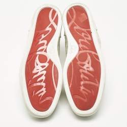 Pre Owned Christian Louboutin White Leather Louis Junior Lace Up Sneakers Size 42.5