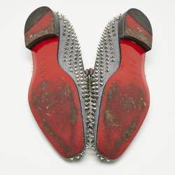 Pre Owned Christian Louboutin Blue Denim Rollerball Spikes Loafers Size 41.5