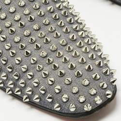 Pre Owned Christian Louboutin Blue Denim Rollerball Spikes Loafers Size 41.5