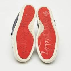Pre Owned Christian Louboutin Black/Blue Leather and Suede Louis High Top Sneakers Size 42.5