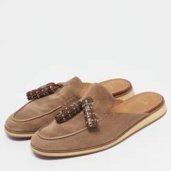 Pre Owned حذاء ميول كريستيان لوبوتان روك إكس تاس شامواه بني مقاس 45