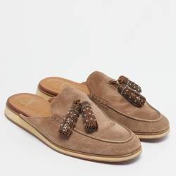 Pre Owned حذاء ميول كريستيان لوبوتان روك إكس تاس شامواه بني مقاس 45