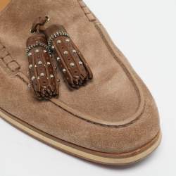 Pre Owned حذاء ميول كريستيان لوبوتان روك إكس تاس شامواه بني مقاس 45