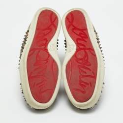 Pre Owned Christian Louboutin Multicolor Canvas and Leather Louis Spikes Lace Up Sneakers Size 39